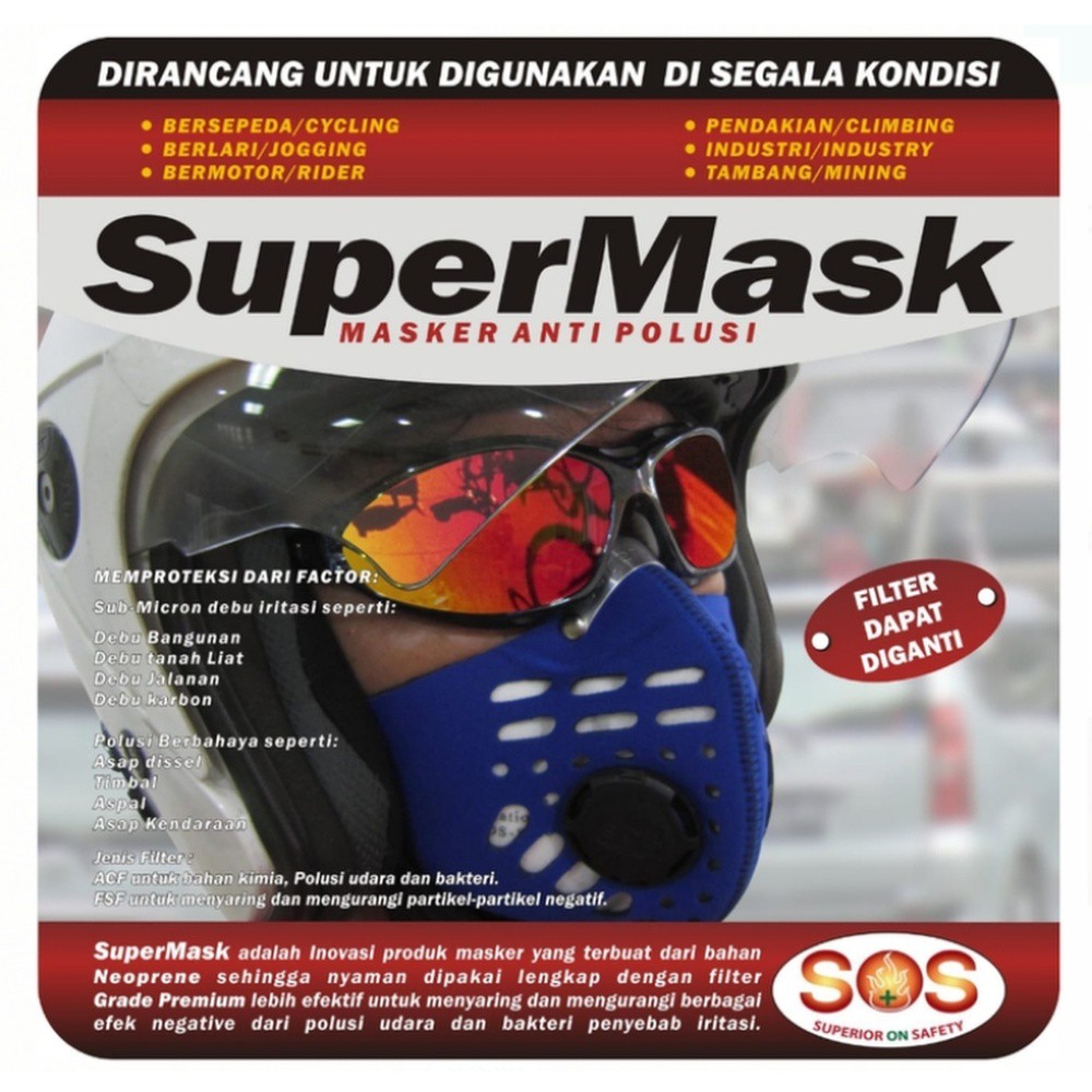 Masker N95 Anti Polusi Virus merk SUPERMASK Filter EROPA Bisa di Cuci