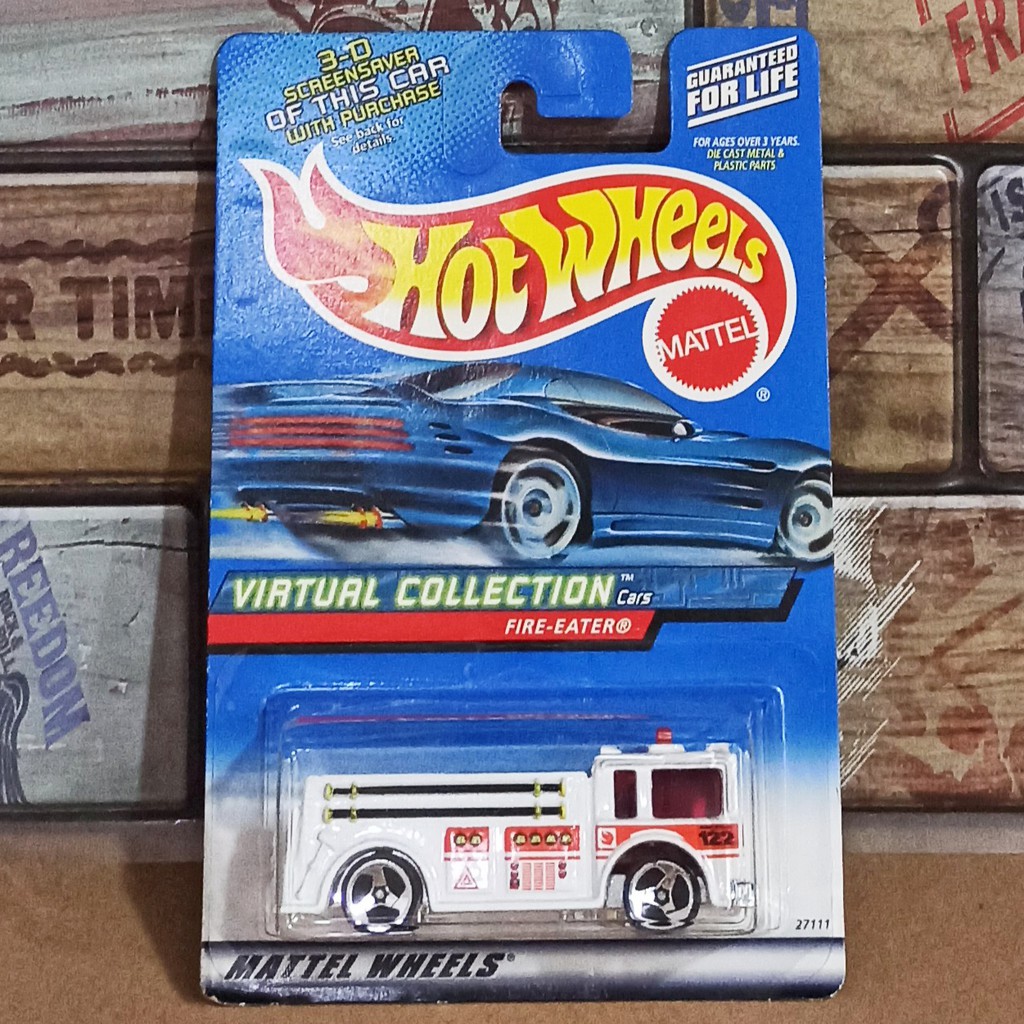 Hot Wheels Old Blue Card Fire Eater White Red Putih Merah