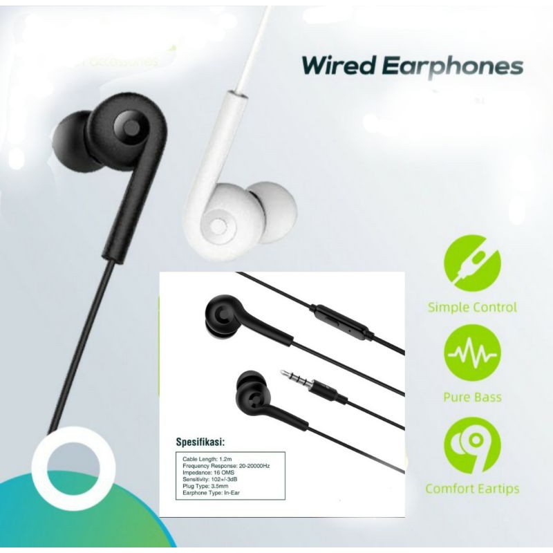 EARPHONE MIC HANDSFREE HEADSET SUARA JERNIH STRONG BASS AKSESORIS VIDIO