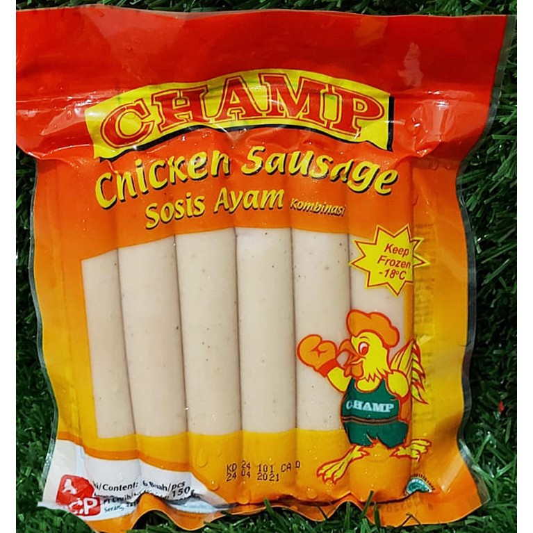 

Frozen Food Sosis Ayam CHAMP 150gr Isi 6 pcs