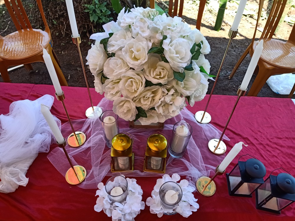 Tempat Lilin Tinggi Polos Minimalis 40 35 30 Cm Set 3 Kuningan Candle Holder - Mk Aluminium