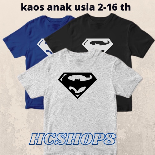 Kaos Anak Gambar Superman Vs Batman Usia 2-16th Laki Laki Perempuan