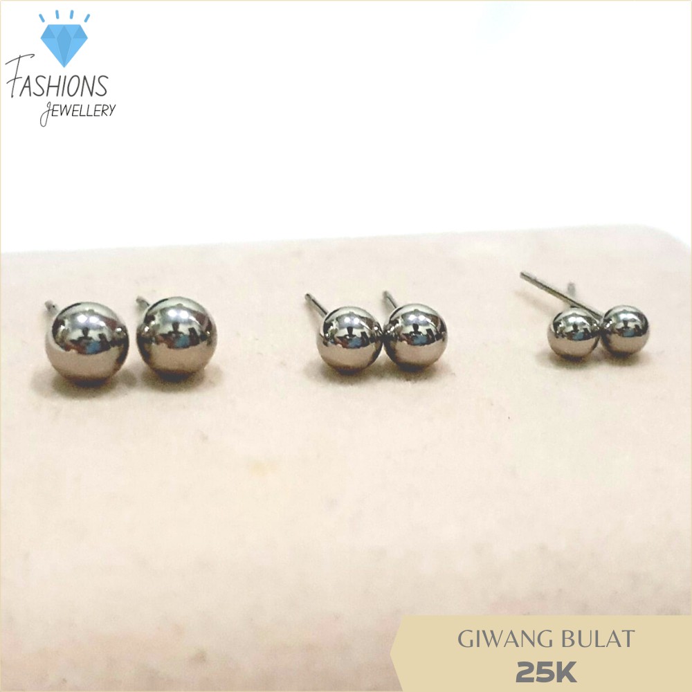 Giwang titanium wanita model bulat Gold dan silver