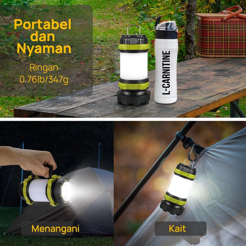 9.9 Brand 【Garansi 2 Tahun】Hyderson Camping Lantern Outdoor Isi Ulang COD IP44 Waterproof LED Torch 