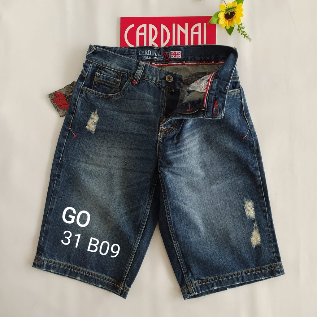 gof 31-CBV CARDINAL JEANS Celana Pria Celana Pendek Bermuda Casual Sobek Slimfit Reguler Fit Reguler