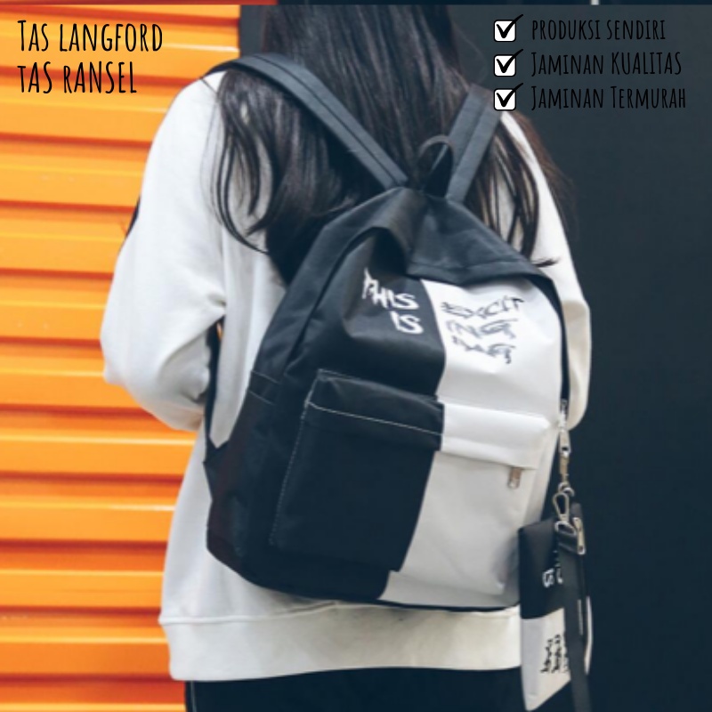 Tas Ransel Wanita - Tas Sekolah Kerja Kuliah Multifungsi Stylish Backpack Punggung Bahu Model Terbaru Bagus Kekinian Termurah Kualitas Premium Simple Elegan Casual Import Lokal Original Korea Unisex Remaja Dewasa Perempuan Cewek