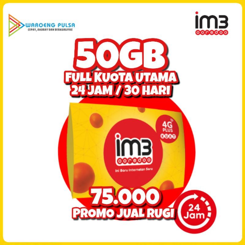 INDOSAT 50GB FULL KUOTA UTAMA / JUAL RUGI 24 JAM / STOCK TERBATAS