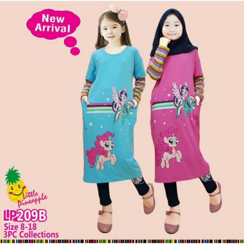Baju Setelan Anak Perempuan/Baju Lebaran Littlepony Tunik 6-11 Tahun