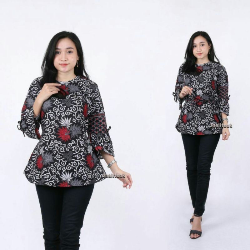 Batik Couple Keluarga Sania Ruffle Ori Ndoro Jowi Dnt Kembang Langit