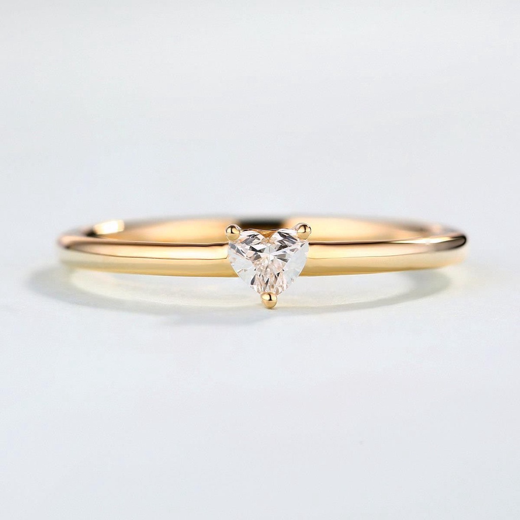 Cincin Lapis Emas 14K Bentuk V Aksen Berlian Kubik Zirkonia Untuk Pernikahan