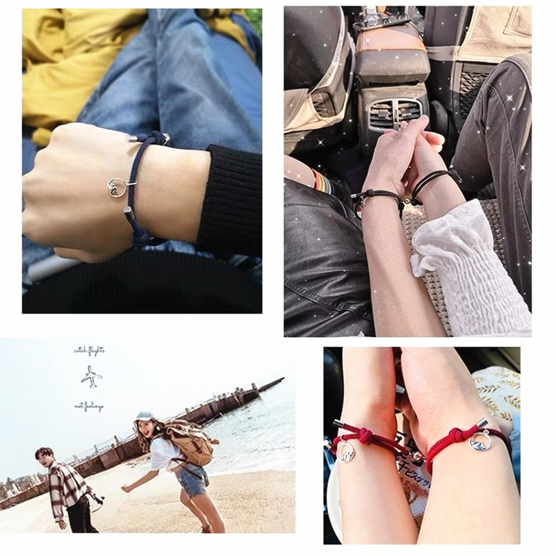 2Pcs/Pasang Gelang Kepang Magnet Gelang Tali Couple Magnet Attract Persahabatan Bracelets