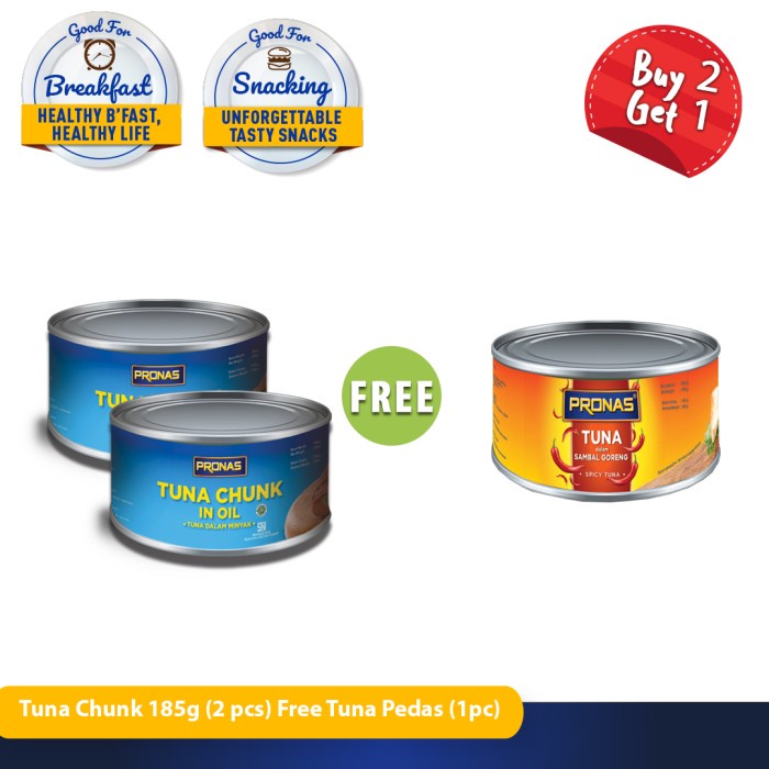 

Gg0Hh Pronas Tuna Chunk In Oil 185G (2Pcs) Free Tuna Sambal 185G (1Pcs) Ds0kk