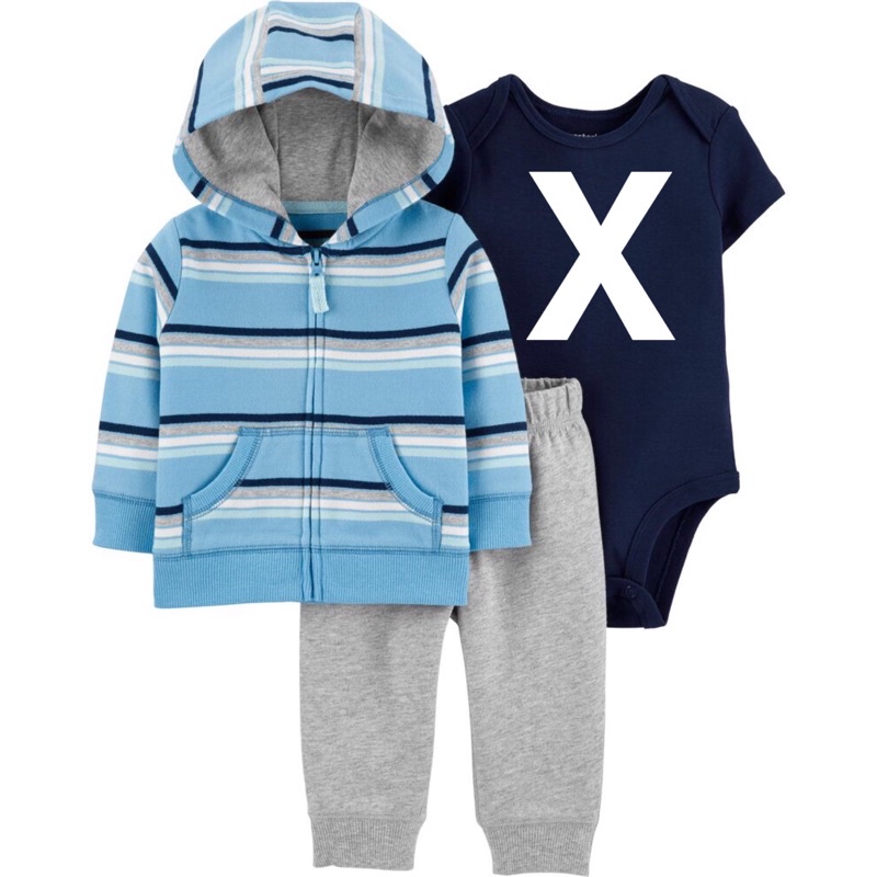 setelan jaket bayi laki laki crters-Stripe biru