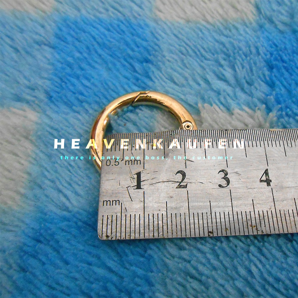 Ring Bulat Tas Model Buka - Tutup Warna Gold Muda Diameter 2 cm Tebal 4 mm