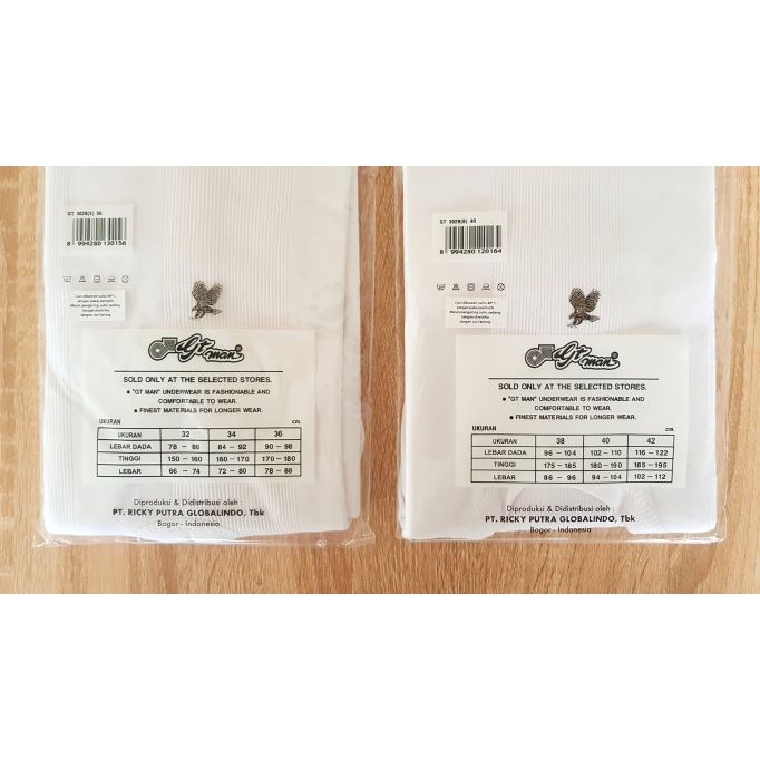 GT Man 302B GTMan 302 - Kaos Dalam Oblong Singlet Kutang Pria Cowok Salur Katun
