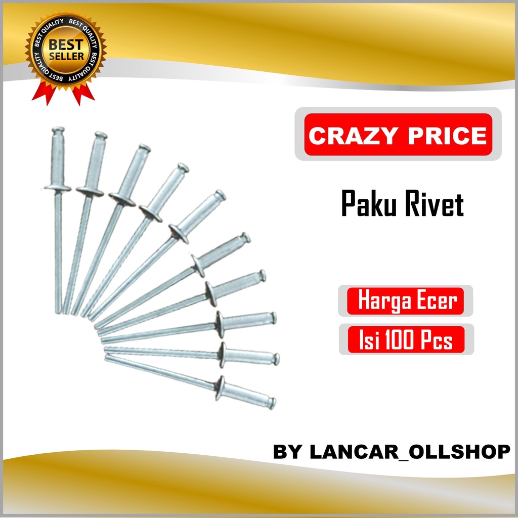 Paku Rivet Ripet Drill Hole Rifet Rivetti 3.3 - 3.4 MM 423 435 440 Knalpot Ecer 100 Pcs Murah