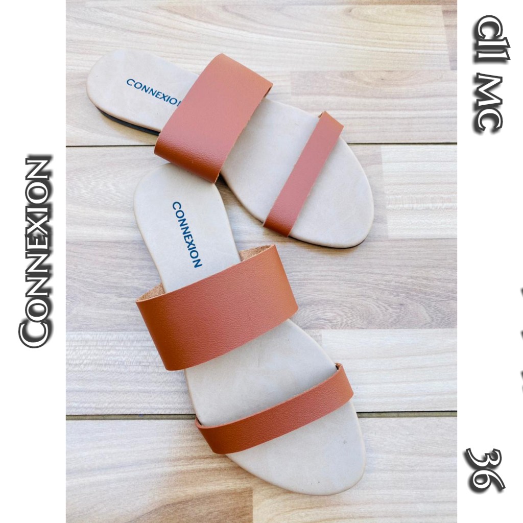 sandal strip garis coklat simpel