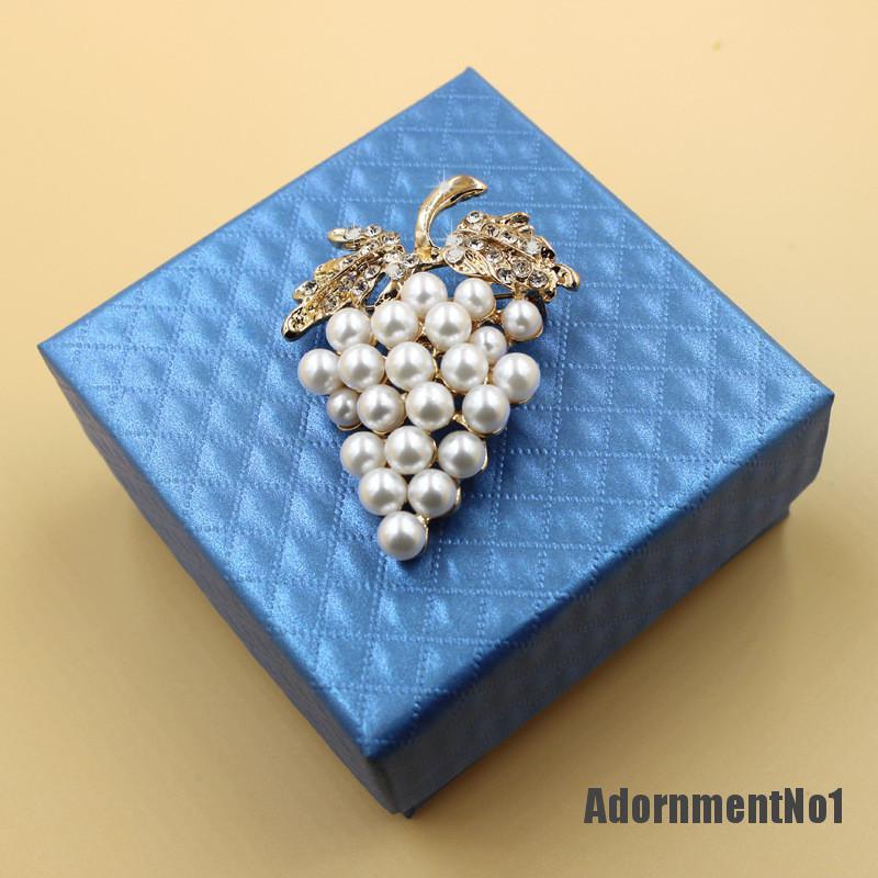 (Adornmentno1) Pin Bros Anggur Hiasan Mutiara + Berlian Imitasi