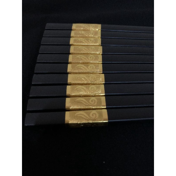 Sumpit Import Alloy Chopsticks Fiberglass Mewah Hias Gold