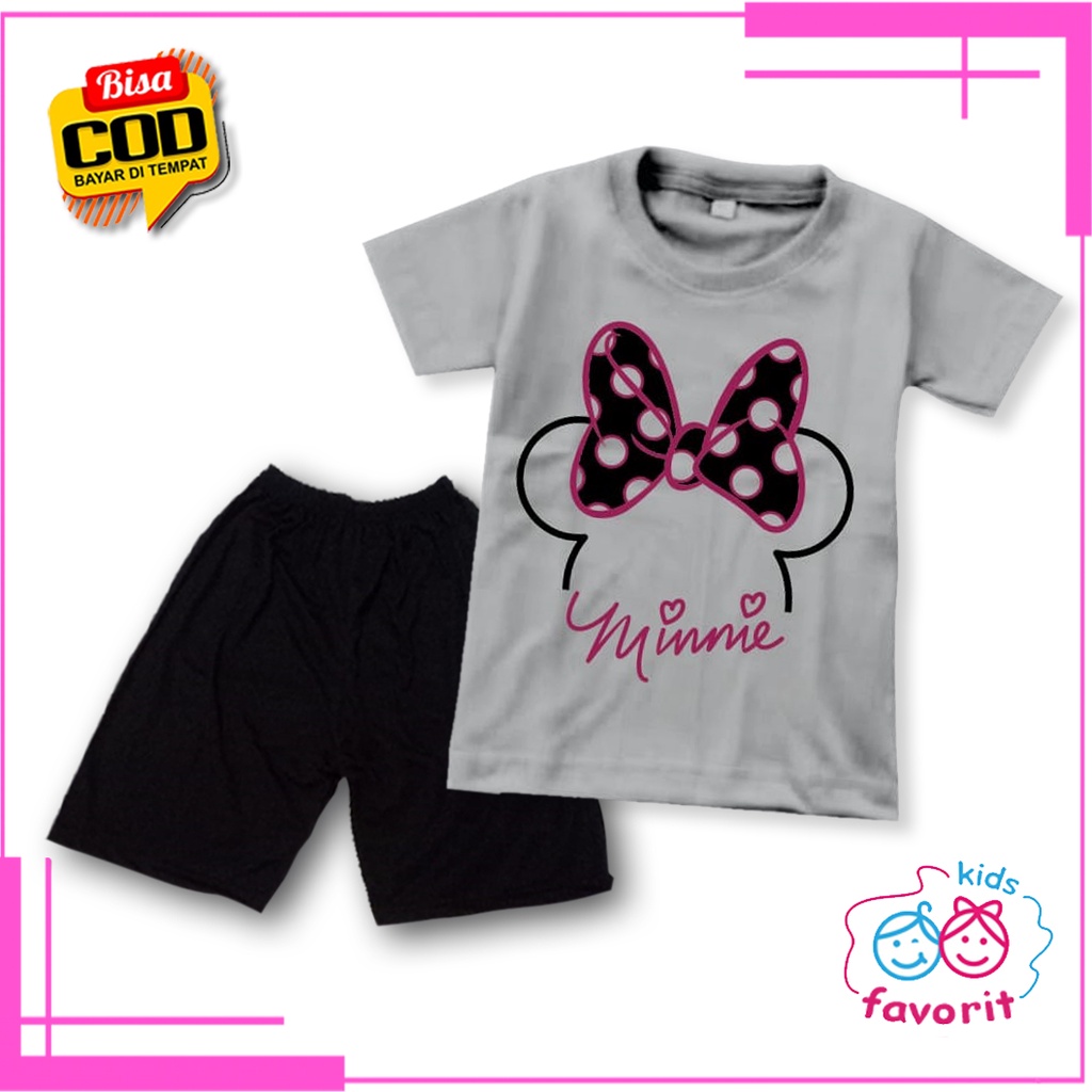 Favorit kids setelan anak perempuan gambar pita hitam | baju anak cewek motif cartoon