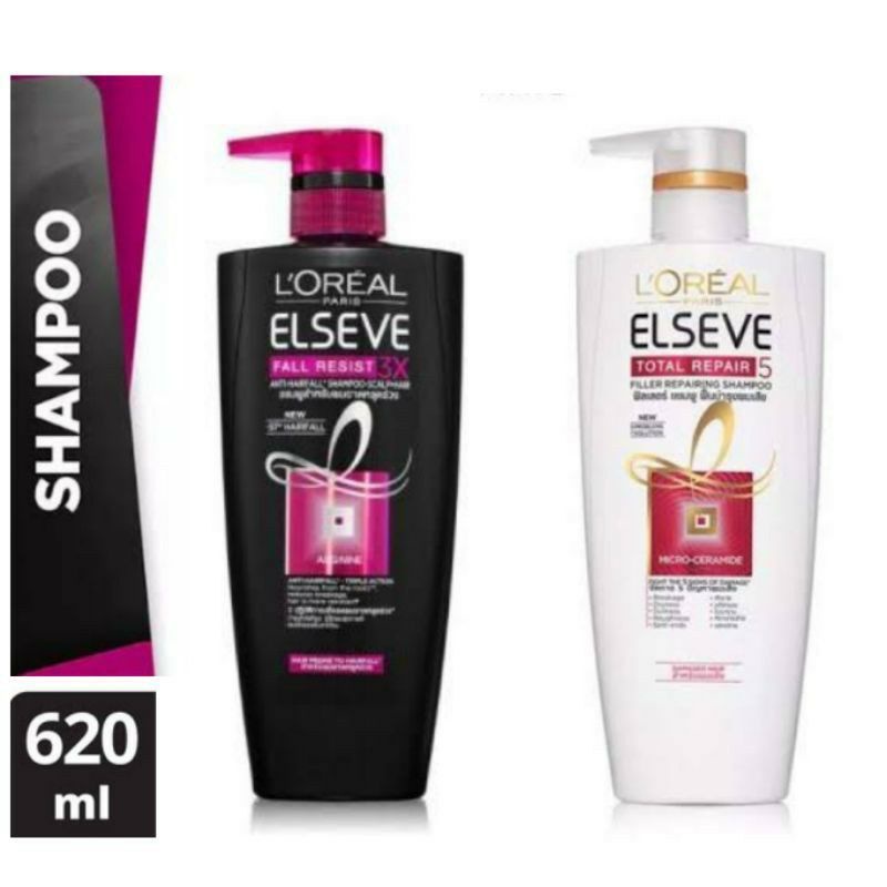 L'OREAL Elseve Shampoo 620ml, 620ml, Total Repair 5, Fall Resist / Loreal Shampo Hair