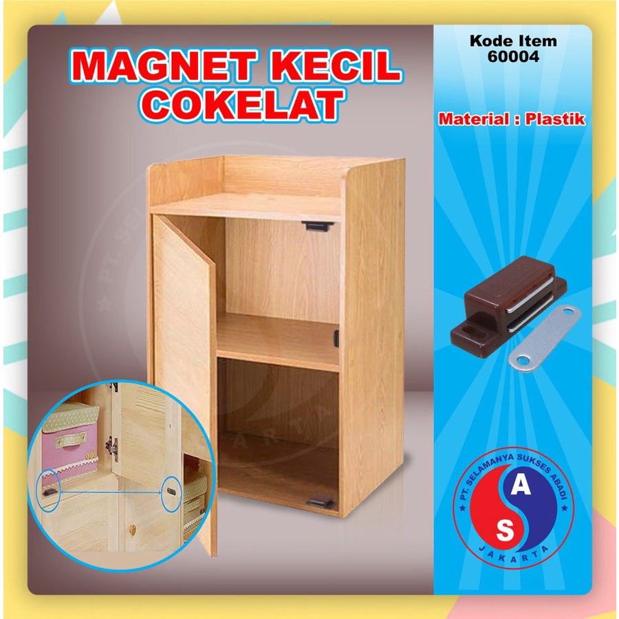 Magnet Kotak Kecil Coklat Lemari Pintu Kayu / Magnetic Catch / 60004