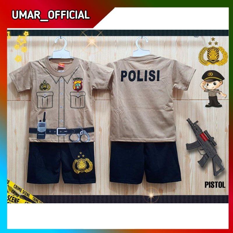 BAJU POLISI ANAK LAKI LAKI / KAOS SETELAN POLISI ANAK UMUR 1-10 TAHUN TERBARU