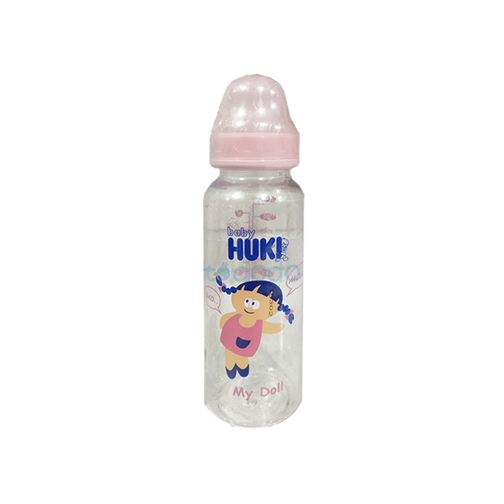 Botol Susu Bayi Huki Round Bottle W/ Regular Nipple 240ml (CI0197)