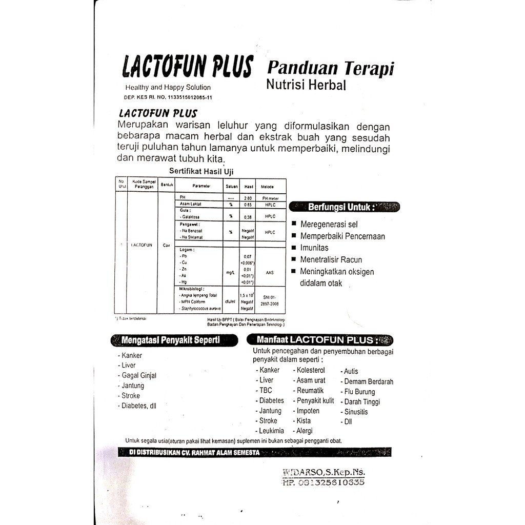 Lactofun Plus Obat Herbal Probiotik Penyakit Dalam Kronis Akut Menahun TBC Liver Darah Tinggi Stroke