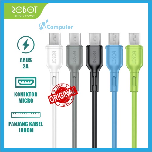 ROBOT Kabel Data RBM100S Android Micro USB 1M Data Cable Original Output 2A