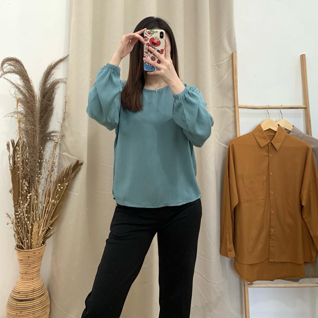 Ally Crinkle Top - PLENARIO ID | Kemeja wanita - Blouse Wanita - Atasan wanita - COD-1