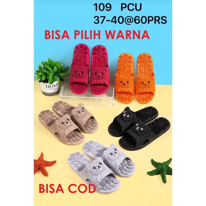 Sandal Jelly Wanita Import Elastis Bahan Karet Empuk Motif Beruang SENDAL KESEHATAN GERIGI Balance 1