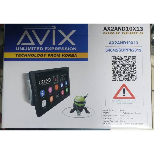 Head Unit Double Din Android Avix AX2AND10X13 Doubledin Android 10 Inch TV DVD Gold Series Resmi