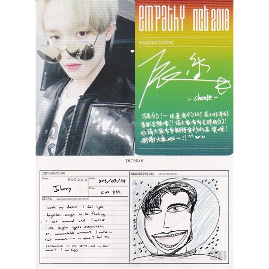 NCT Chenle Empathy Photocard (Dream vers) + Johnny DIary