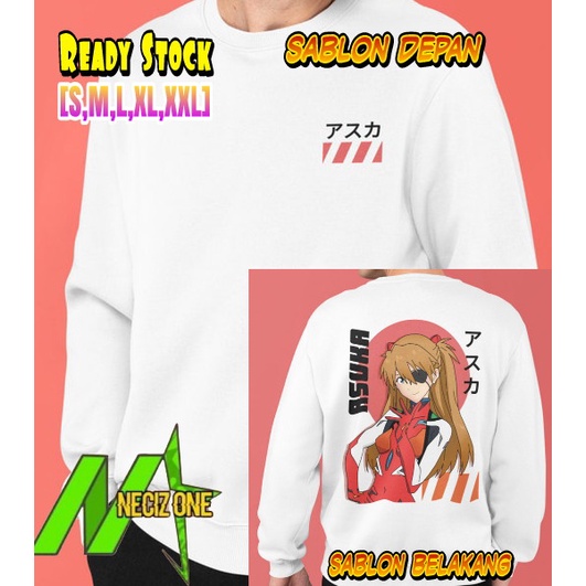 CREWNECK SWEATER ANIME MANGA JEPANG KEREN NEON GENESIS EVANGELION ASUKA LANGLEY CHARACTER KUALITAS D