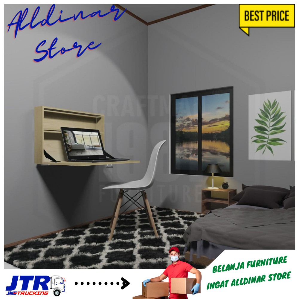 Meja Rak Lipat/Meja Multifungsi/Meja Belajar/Rak Buku