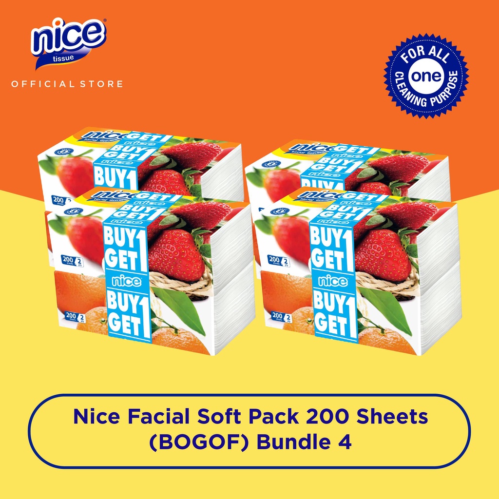 Nice Tissue Wajah Soft Pack 200's (Buy 1 Get 1) X 4 Packs