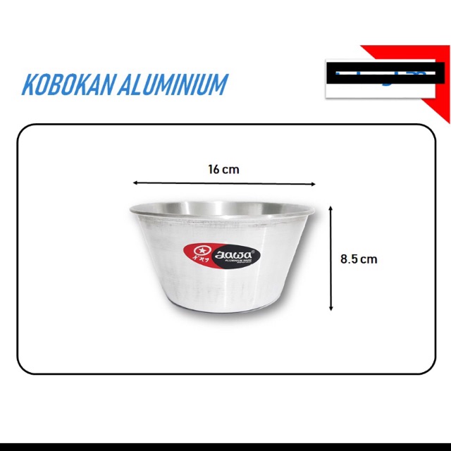 Kobokan / waskom / panci tim aluminium 16 cm Jawa