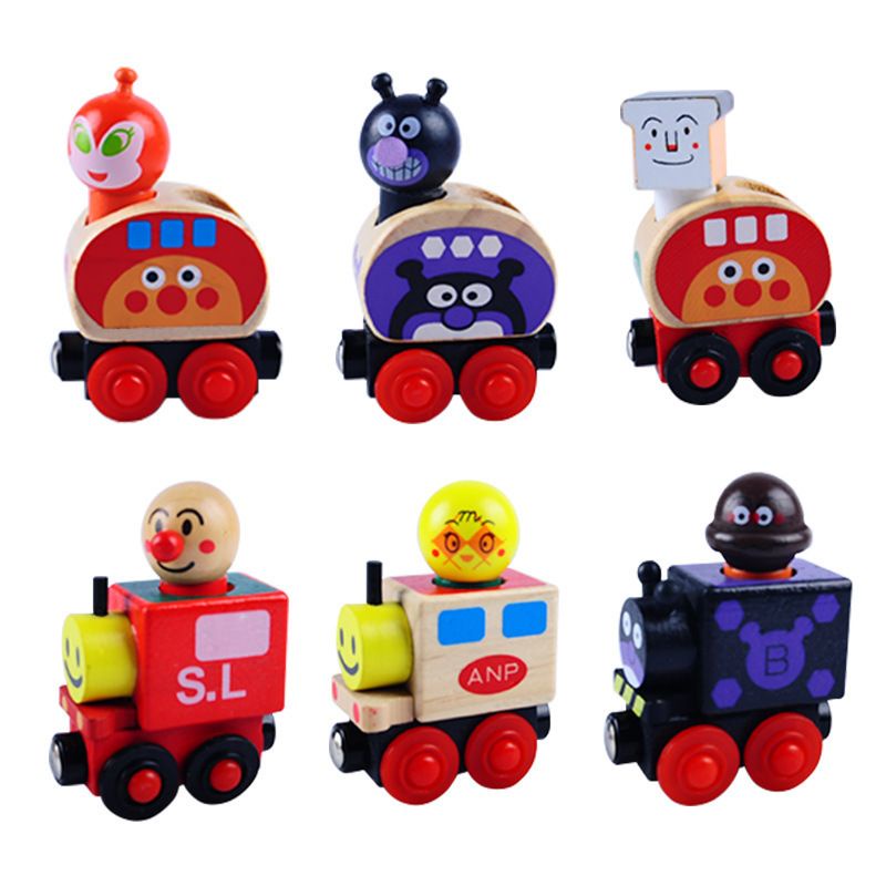 wooden anpanman magnetic train / mainan kereta kayu anpanman / train set