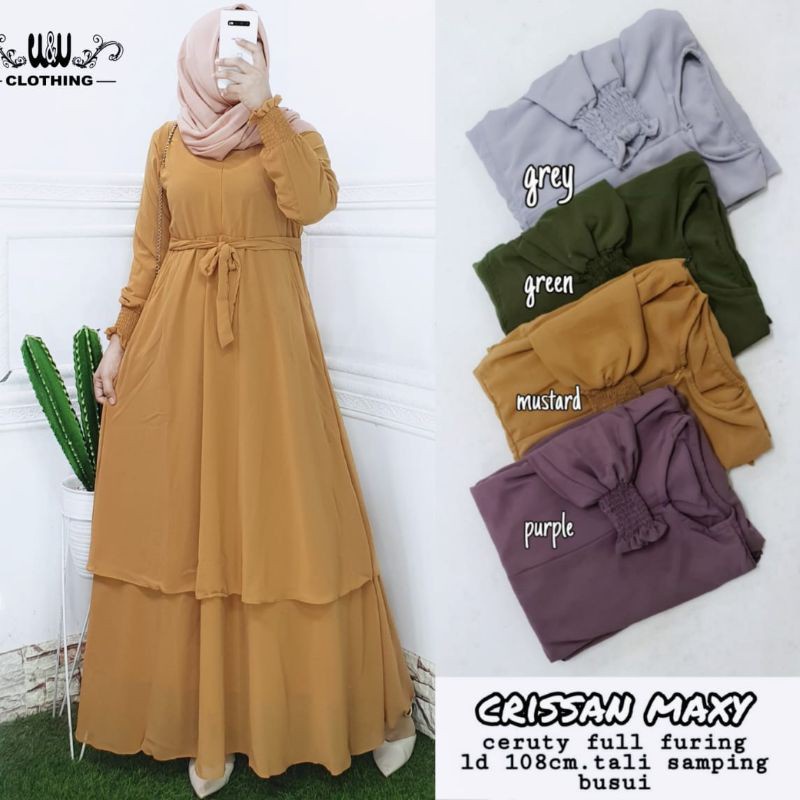 CRISSAN MAXY MOSSCREPE LD 110 PB 138 RESLETING DEPAN GREEN FASHION WANITA TERBARU PAKAIAN  WANITA TERBARU BAJU DRES WANITA SIMPLE DAN NYAMAN DIPAKAI BAJU DRES 2022