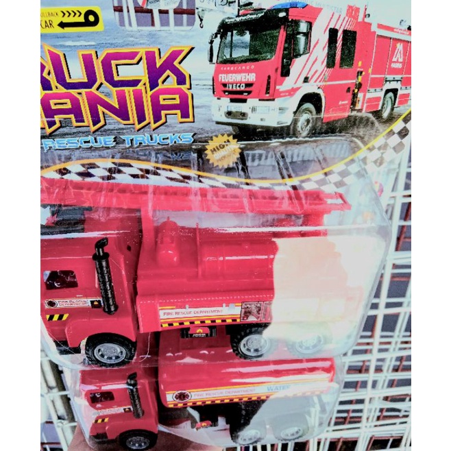 Mainan Mobilan Truck Pemadam Kebakaran Dan Tangki Pullback +-20cm (Harga 2pcs)