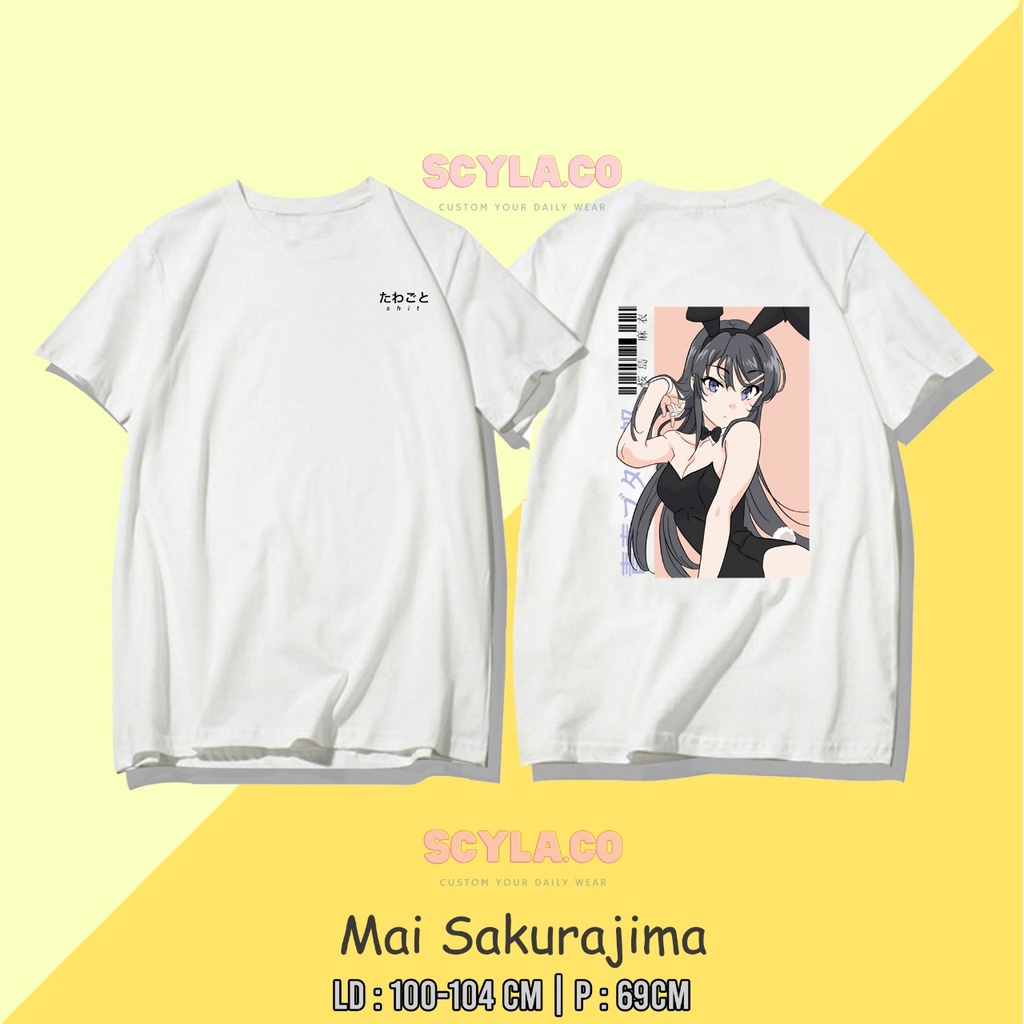 T-SHIRT ANIME MAI SAKURAJIMA OVERSIZE KAOS ANIME MAI SAKURAJIMA JUMBO