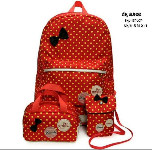 Tas ransel sekolah pulkadot pita/tas murah