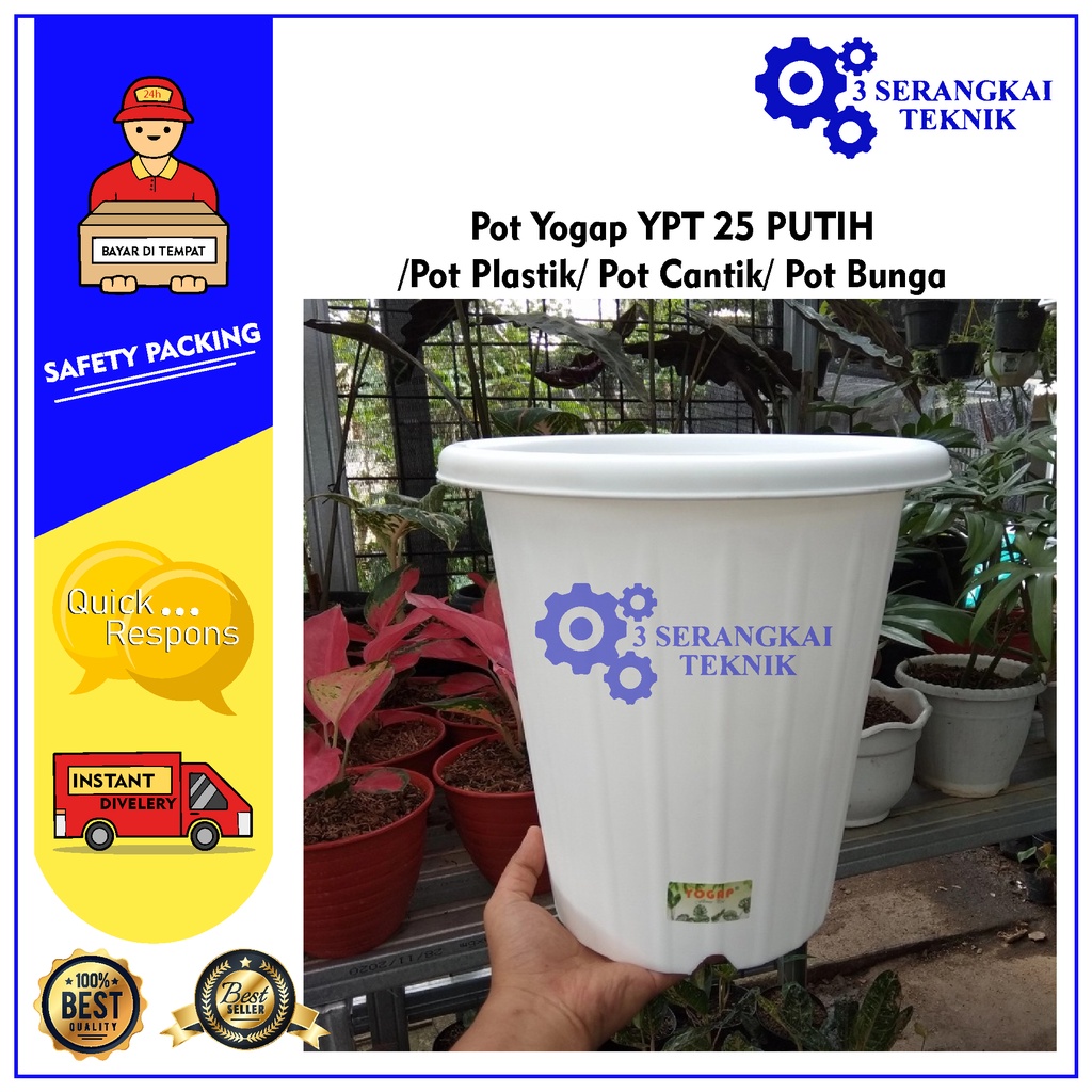 Pot Yogap YPT 25 PUTIH/ Pot Plastik/ Pot Cantik/ Pot Bunga