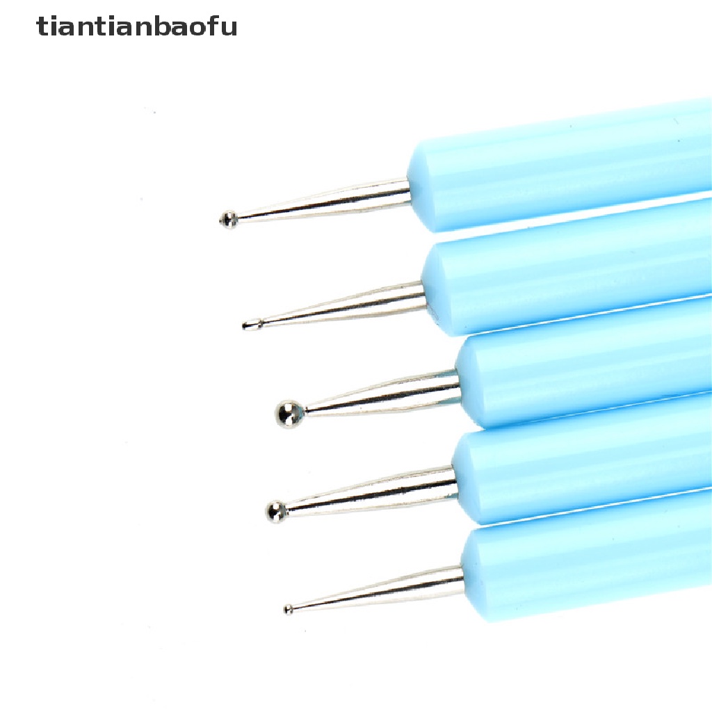 [tiantianbaofu] 5 X 2 Way Pottery Clay Ball Styluses Tools Polymer Clay Sculpture Nail Art Tools Boutique