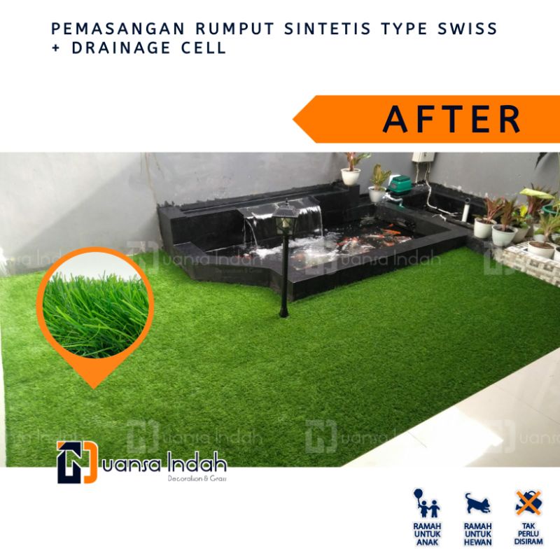 paket drainage cell + rumput sintetis swiss 100x100 cm