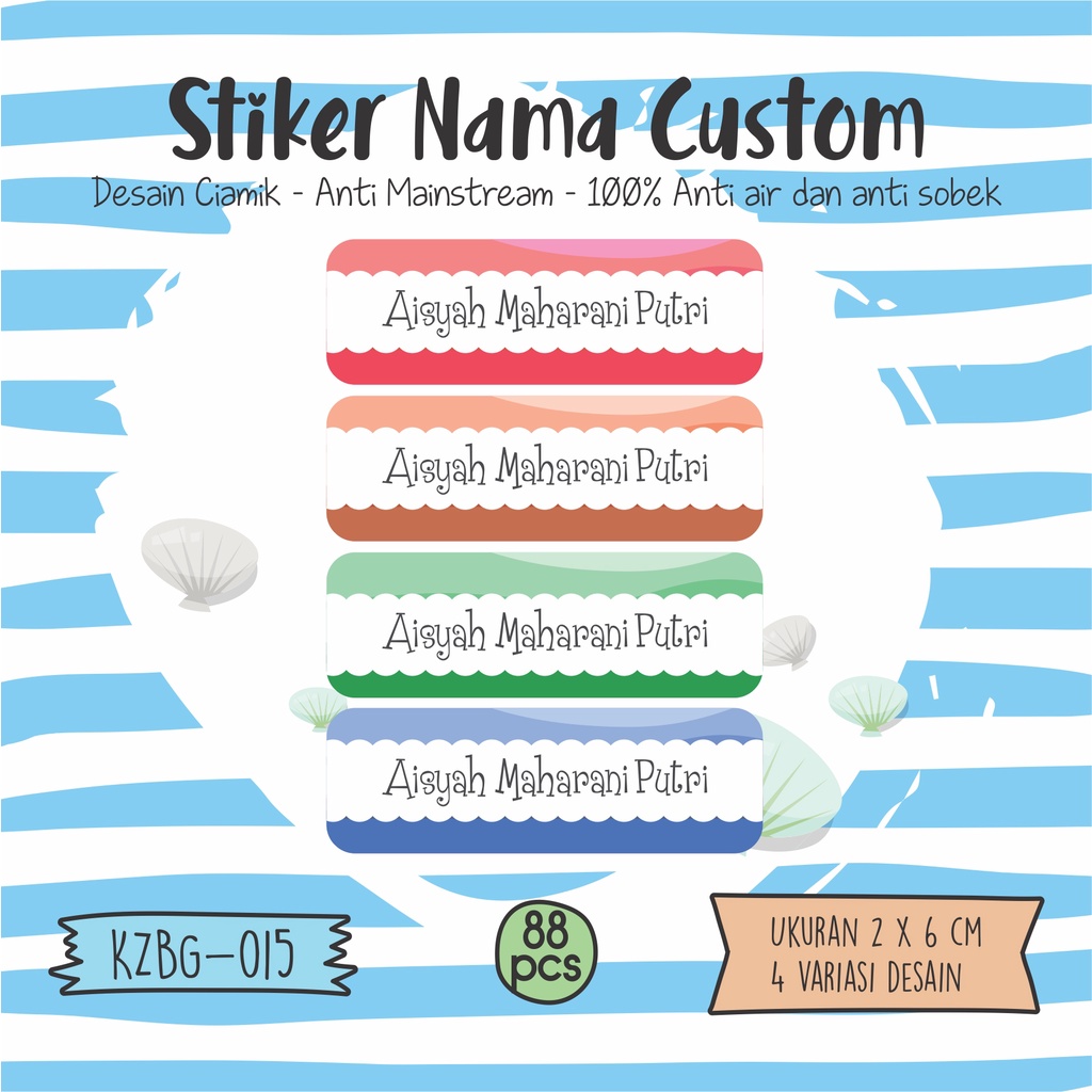 

sticker label nama anak laki laki dan perempuan waterproof KZBG 015