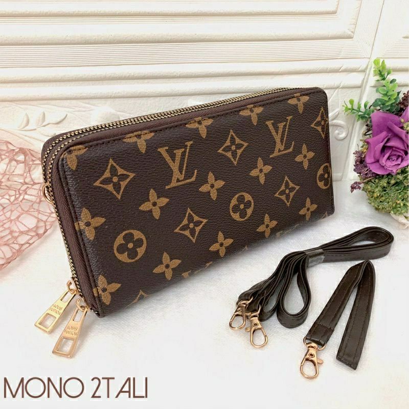Dompet wanita/Dompet import /Dompet panjang 2resleting/tali selempang