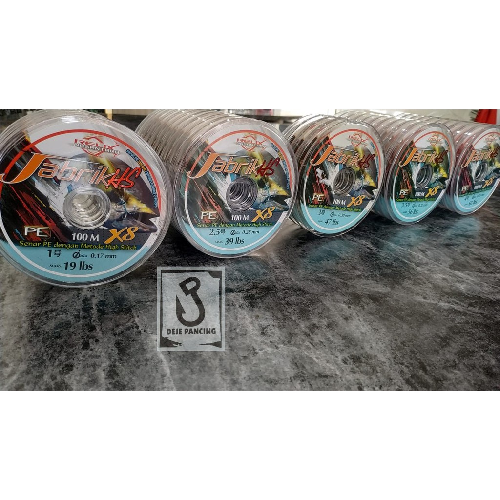 Senar PE Relix Nusantara Jabrik X8 HS 100M Pe 0.8 Pe 1 Pe 1,5 Pe 2 Pe 2,5 Pe 3 Pe 3,5 Pe 4 Pe 5 Pe 6
