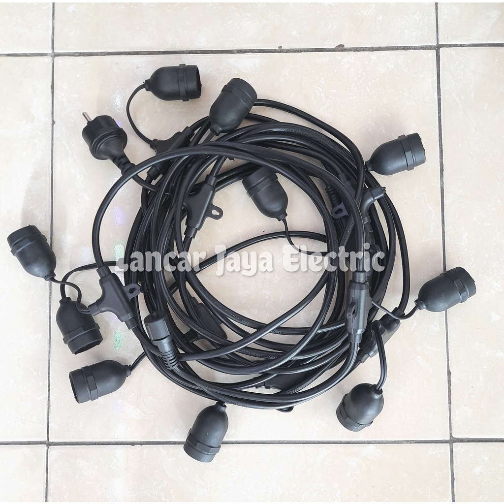 Fitting Lampu Gantung Outdoor 10 Meter 10 Fitting Waterproof - Fitting Outdoor - Fitting Dekorasi 10